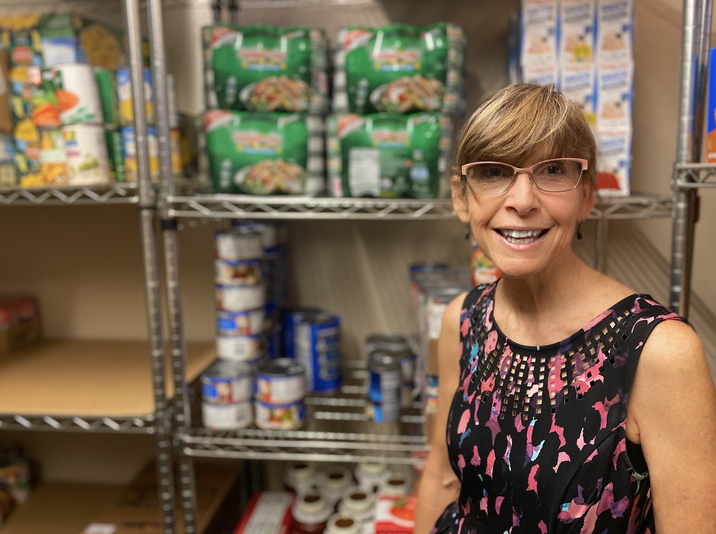 Volunteer coordinator Lisa Blumstein manages the Just 3 Things Pantry