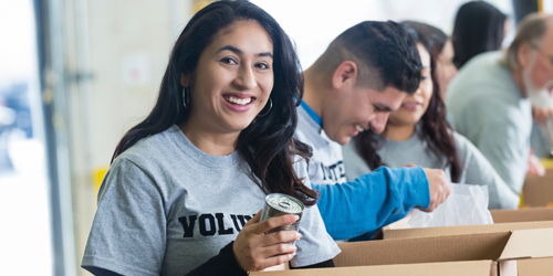 smiling volunteer